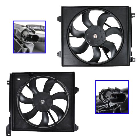04 Kia Spectra 2.0L, 05-09 Spectra Radiator & AC Condenser Fan PAIR