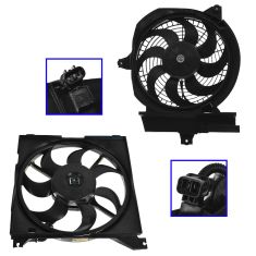 2001-02 Hyundai Santa Fe Radiator & AC Condenser Fan PAIR