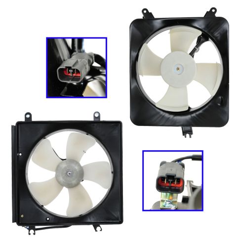94-97 Honda Accord Denso Type Radiator & AC Condenser Fan PAIR