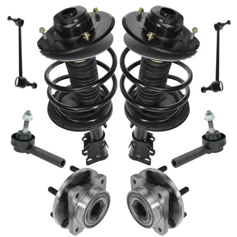 01-04 Caravan, T&C Front Strut & Spring, Wheel Hub, Sway Link & Tie Rod 8pc Kit