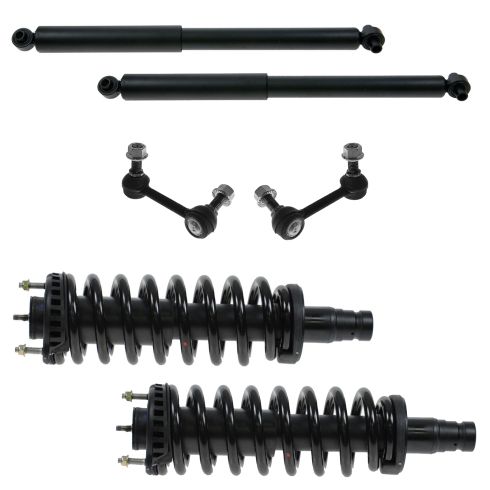 02-09 GM Mid Size SUV; 05-09 Saab 9-7X Front Shock & Spring, Front Sway Bar Link, & Rear Shock Set