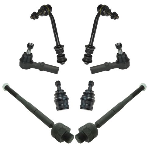 07-09 Chrysler Aspen; 04-09 Dodge Durango Front Lwr Bjnts w/Tie Rods & Sway Bar Link Kit (Set of 8