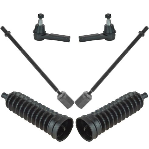 96-07 Ford Taurus; 96-05 Mercury Sable Inner & Outer Tie Rod End w/ Rack Boots Kit (6 Piece)