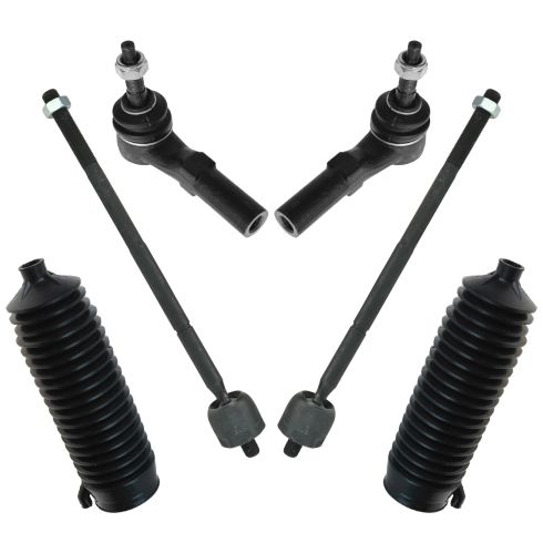 00-04 Dodge Dakota; 00-03 Durango 2WD Front Inner & Outer Tie Rod Ends w/ Rack Boot Kit (6 Piece)