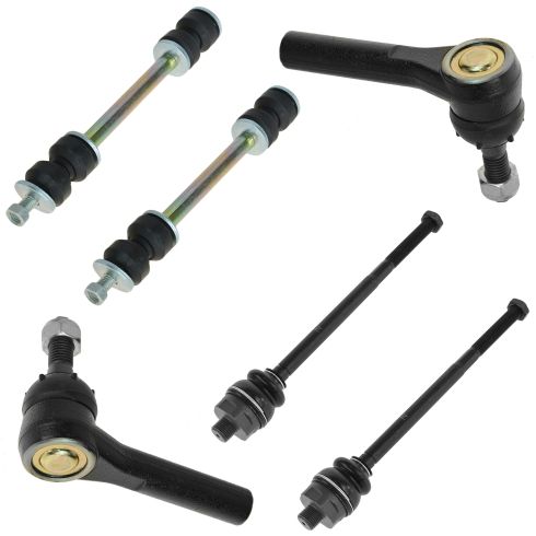 99-11 GM Full Size Truck SUV Hummer Multifit Front Tie Rod End & Sway Bar Link Kit (Set of 6)