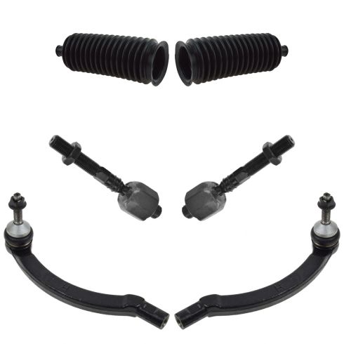 04-09 Volvo S60; 04-06 S80; 04-07 V70 Inner & Outer Tie Rod End w/ Rack Boots Kit (6 Piece)