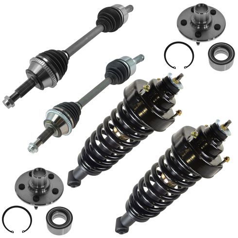 02-05 Ford Explorer Mountaineer Rear Quick Strut, Hub & Bearing, CV Axle Shaft Kit (Set of 8)