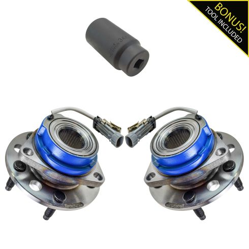 92-99 GM Cars Front Hub Bearing & ABS Sensor Pair with 34mm Socket