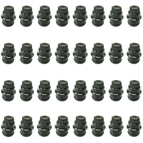 00 Escalade; 99-14 Chevy, GMC FS PU, SUV, Astrovan (M27-2.0 x 22mm) Black Lug Nut Cap (Set of 32)