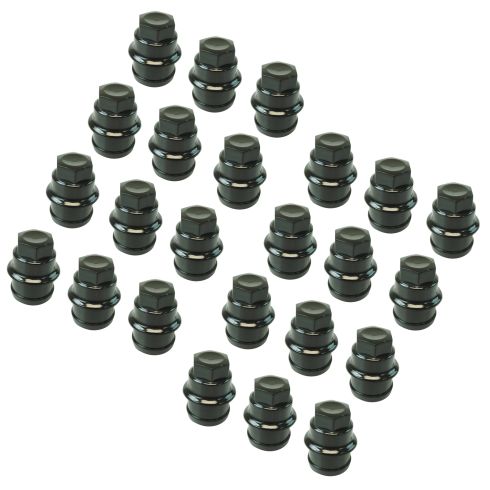 00 Escalade; 99-14Chevy, GMCFS PU,SUV, Astrovan Multifit (M27-2.0 x 22mm) Black Lug NutCap Box of 24