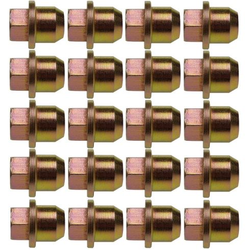 95-05 Frd; 95-97 Mzda; 97-01 Merc Mltift (1/2-20 x 1.25 in - 3/4 hex) Yellw Zinc Whl Nut Set of 20