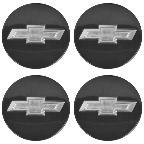 13 Camaro Conv; 10-15 Camaro Cpe; 12-15 Volt Black w/Silver Bowtie Logo Wheel Center Cap Set (GM)
