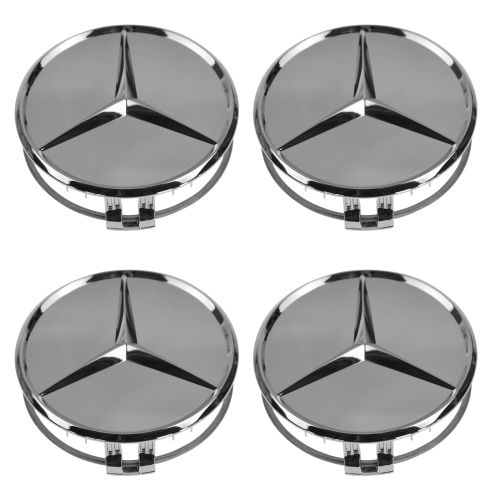 90-14 MB C CL CLA CLS E G ML GL GLK S SL SLK Chrome w/Raised Chrome Star Wheel Center Cap Set /4(MB)