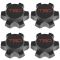 07-14 FJ Cruiser; 01-15 Tacoma w/16 In TRD Whl Blk & Red ~TRD~ Lg'd Whl Center Cap Set of 4 (Toyota)