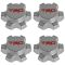07-14 FJ Cruiser; 01-14 Tacoma (w/16, 6 Spoke Whl) Silver & Red ~TRD~ Ctr Cap Set of 4 (Toyota)