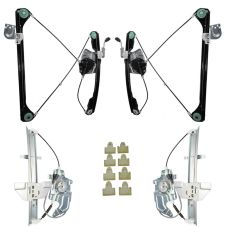 99-04 Alero; 99-05 Grand Am 4DR Front & Rear Door Pwr Wdw Reg w/Motors & Sash Clip Kit (Set of 12)
