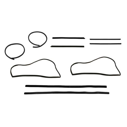 1976-86 Jeep CJ Scrambler Wrangler with Stationary Vent Window 10pc. Door Weatherstrip Seal Set